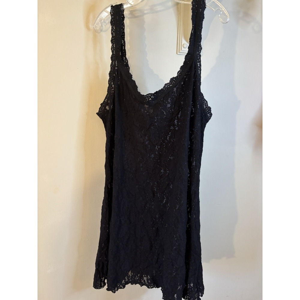 HANKY PANKY Black Stretch Lace Short Nightgown Chemise 3X Nightie Sexy